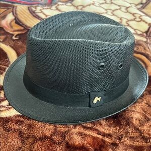 Black Fedora Hat with Gold Accent